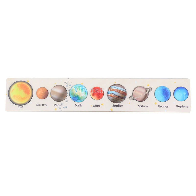 Montessori Wooden Solar System Jigsaw Puzzle Eight Planets Educational Toy For Cognitive Learning