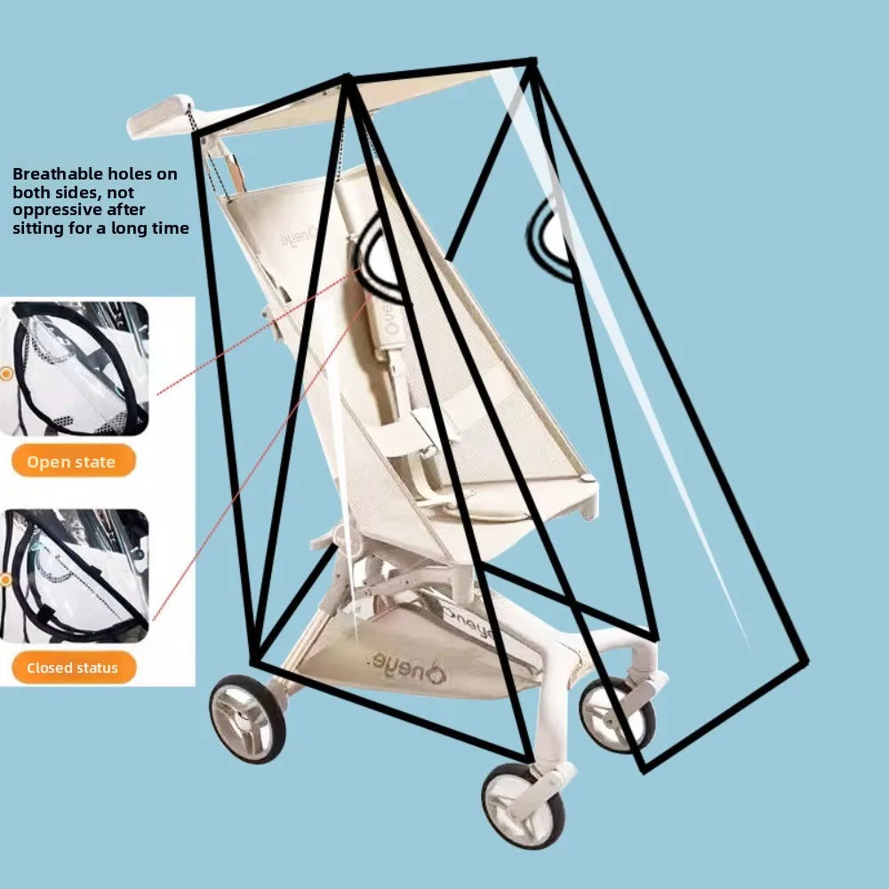 Transparent Baby Umbrella Stroller Rainproof Cover Waterproof Travel Pocket Stroller Rain Cover Nobstructed View