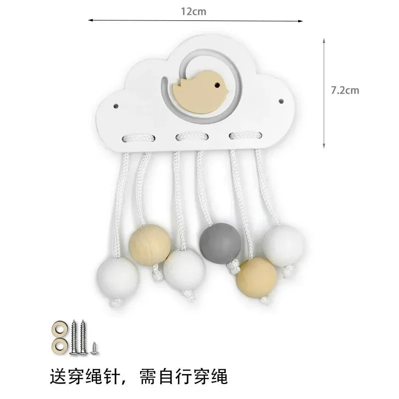 Wooden Busy Board Toy for Montessori Learning With Clock Mirror and Unlock Activities Model MB-001