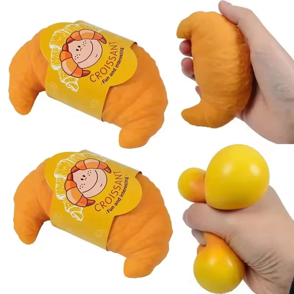 Squishy Croissant Squeeze Toy Slow Rising Sticky Stress Relief Toy Super Soft Food Creative Simulation Bread Anti-anxiety Gifts