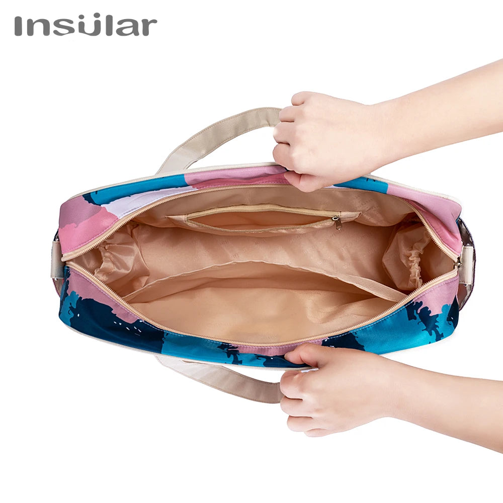 Insular Baby Diaper Bags Large Capacity Mommy Travel Shoulder Bag Waterproof Baby Nappy Bag Portable Stroller Bag For Baby Care