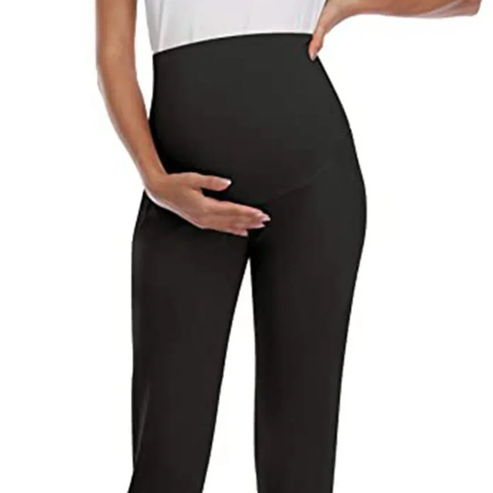 Spring Maternity Women's Casual Pants Premama Solid High Waist Strechy Lounge Trousers For Pregnant Women Joggers With Pockets
