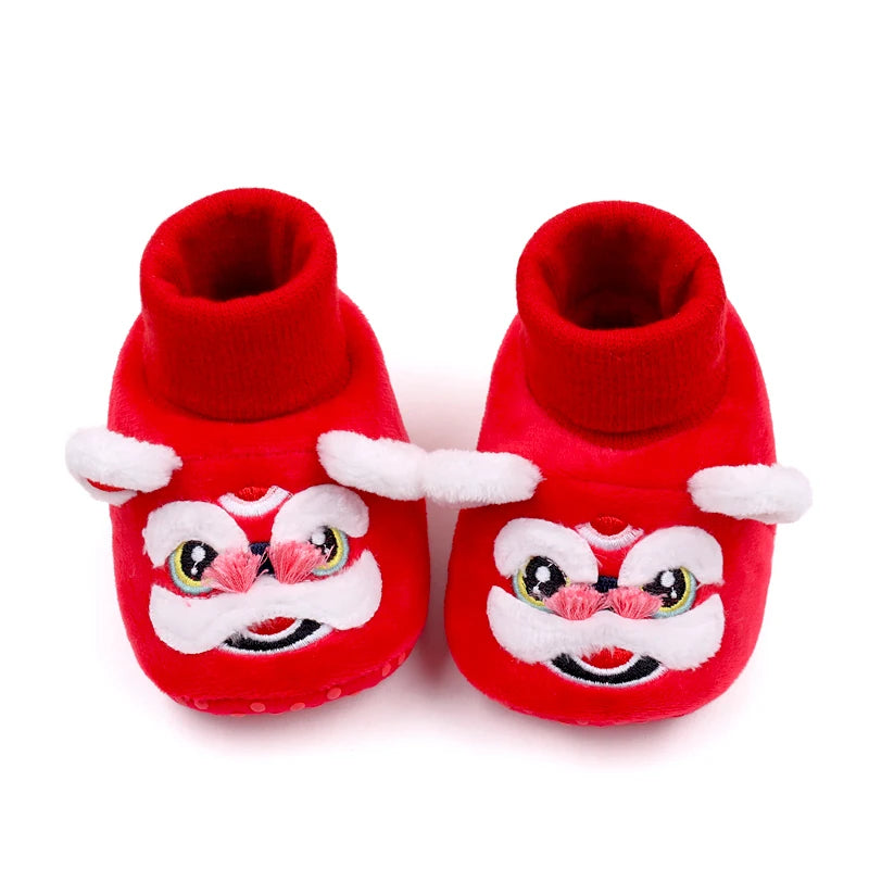 New Year Tiger Head Baby Girls Boys Shoes Socks Tradition Chinese Clothing Soft Sole Comfortable Neonatal Prewalker Indoor Shoes