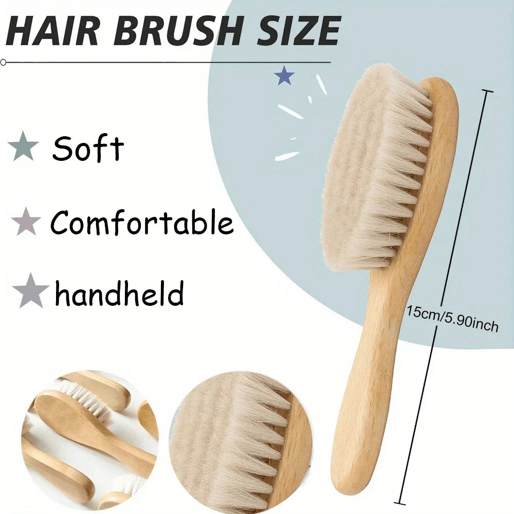 Personalized Baby Hair Brush – Custom Name Wooden Newborn Grooming Gift