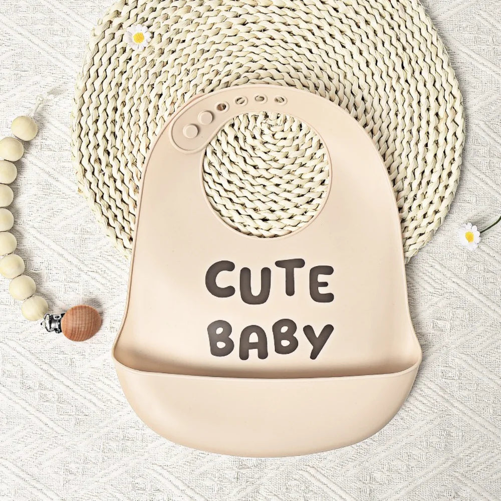 New Hot Soft Silicone Baby Feeding Bibs Waterproof BPA Free Antibacterial Adjustable Toddler Kids Large Pocket Bib Easy Clean