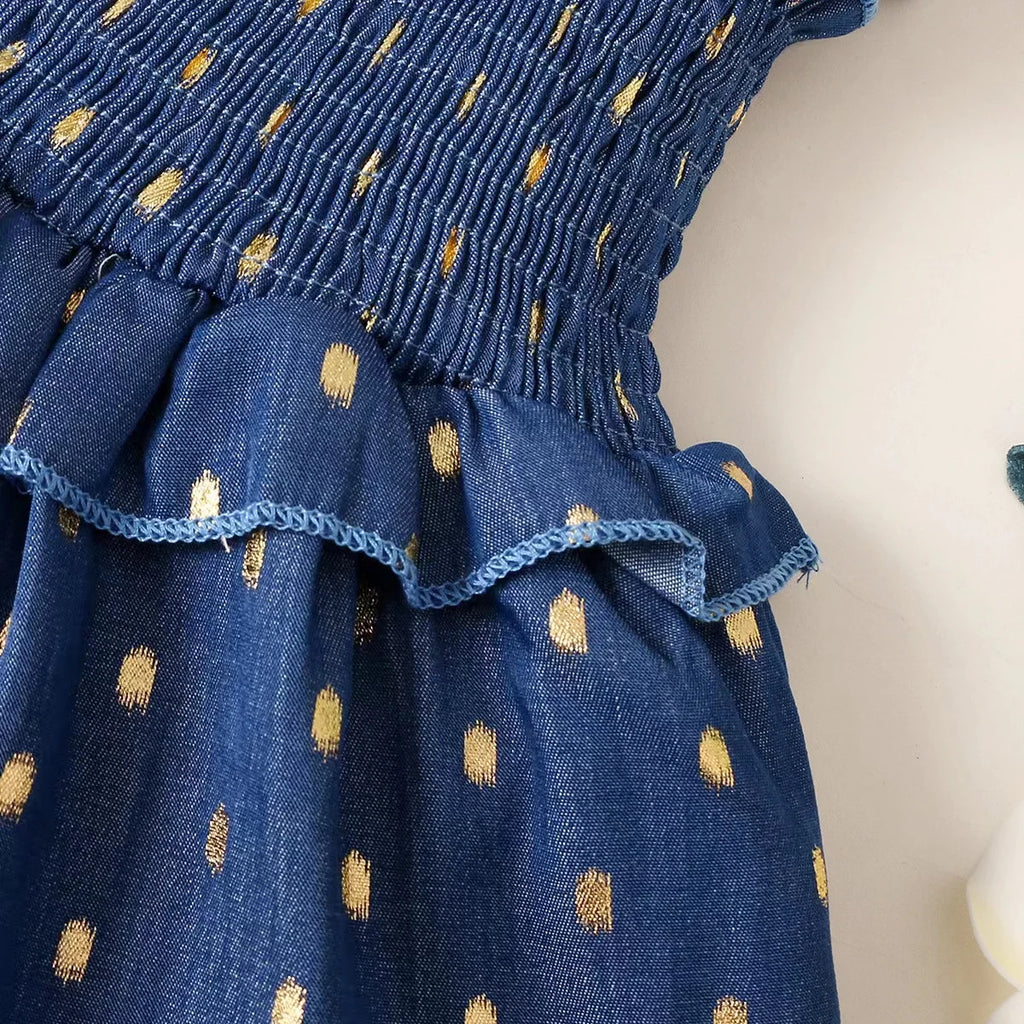 Baby Girl Summer Princess Skirtruffled Edges Shoulder Straps Dress+Headband 2Pcs for 0-3 Year old Toddlers' Birthday Party Dress