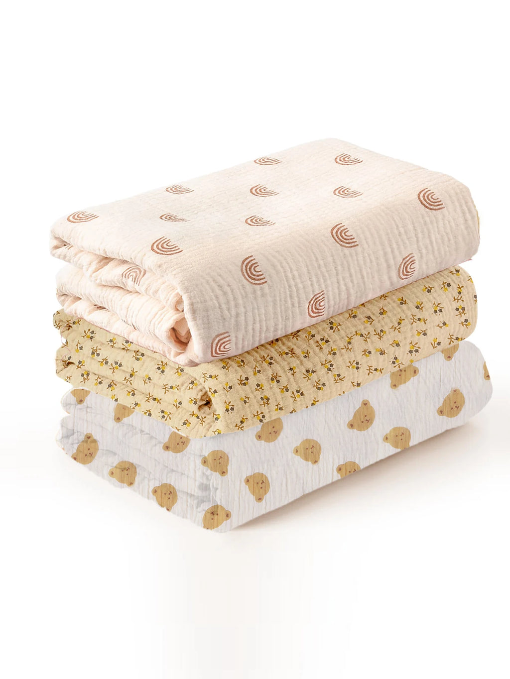 3PCS/set Soft Breathable Newborn Baby Receiving Blanket Muslin cotton Wholesale Swaddle Blankets