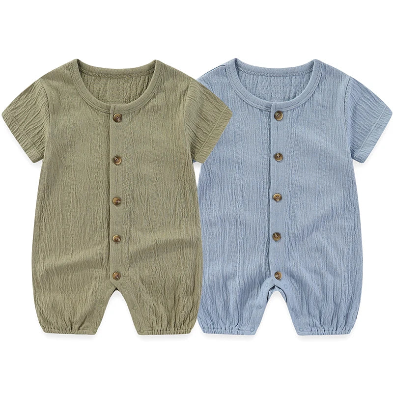 Fashion Cartoon 2-Piece Unisex Baby Rompers Short Sleeve 100 Percent Cotton Jumpsuit Style 2P