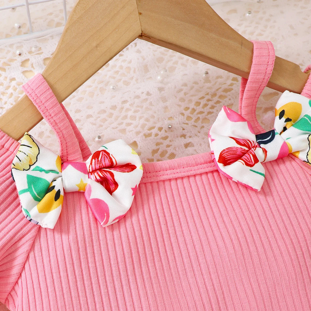 2pcs Baby girl Off Shoulder Bow Top+Colorful Printed Shorts Summer Fashion Sets 0-3 Year Baby Gir Beach vacation Casual Clothing