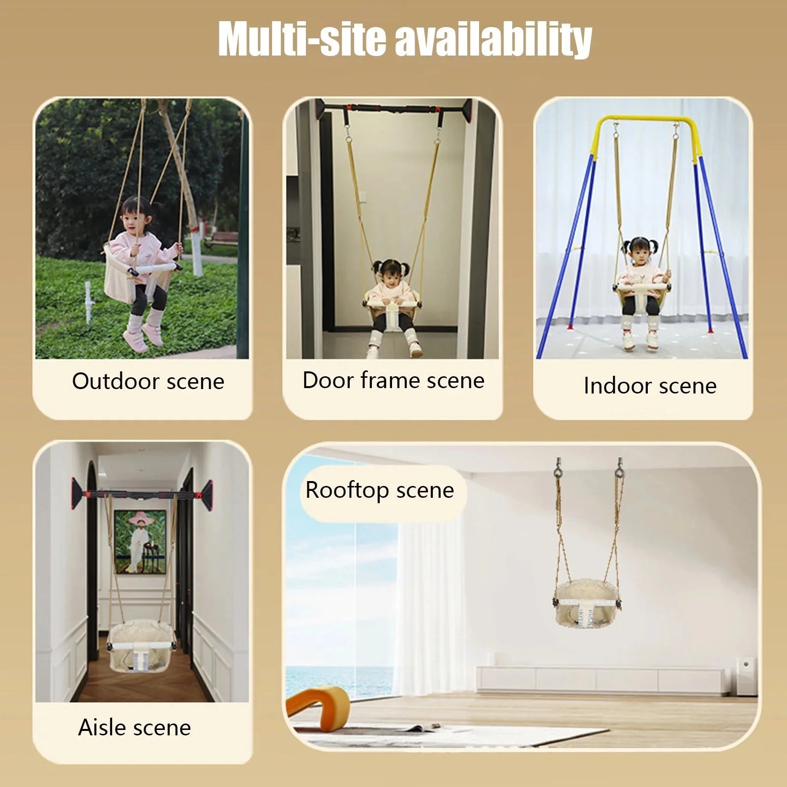 Adjustable Baby Swing - Foldable 360° D-Shaped Portable Rocker