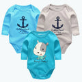 Cartoon 3-Piece Spring Autumn Long Sleeve Newborn Baby Boy Girl Bodysuits 100%Cotton Soft Infants Clothes