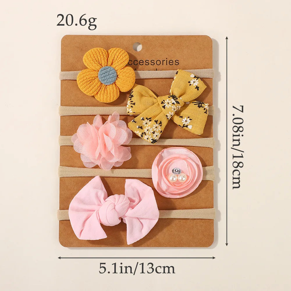 5Pcs/Set Cute Bowknot Hairbands Baby Headband Girls Newborn Flower Boutique Headdress Handmade Hair Accessories