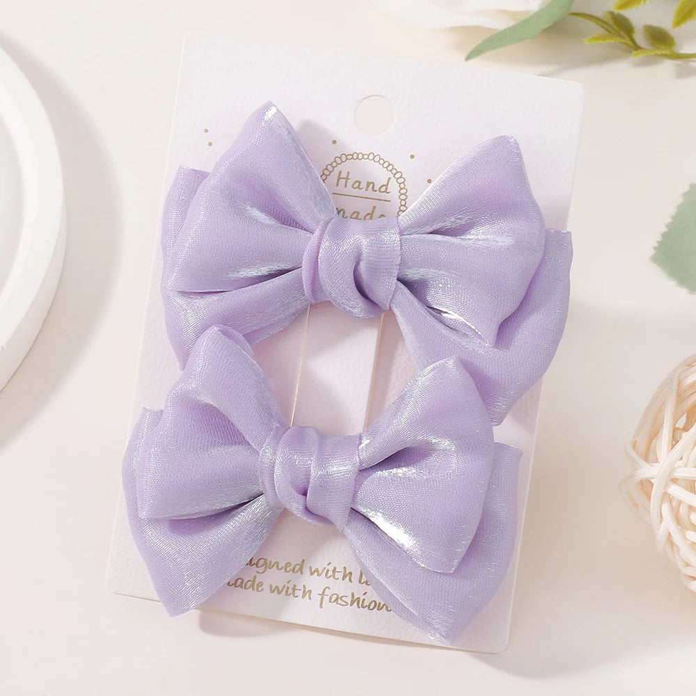 Princess Chiffon Bow Ponytail Hair Clips For Girls 2 Pieces Model PCHB01 For Everyday Use Hair Accessories