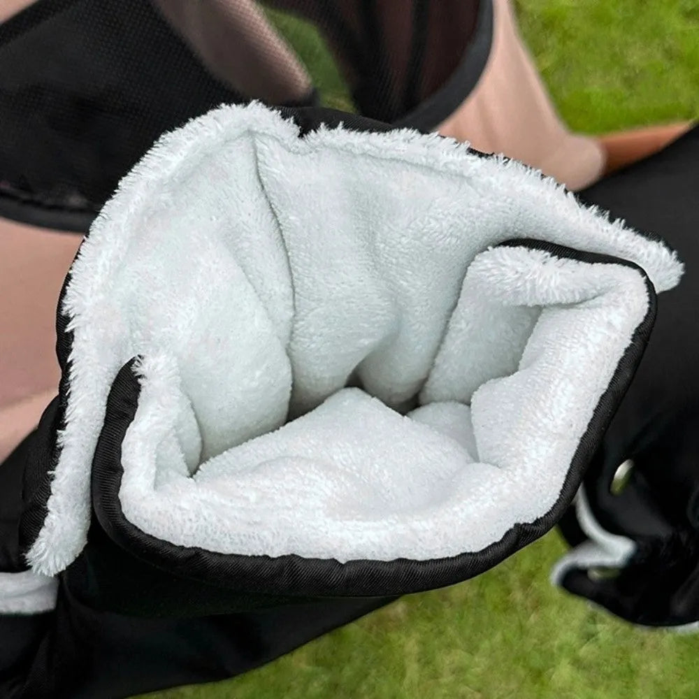 1 Pair Thickened Winter Stroller Gloves Windproof Soft Velvet Handrail Gloves Warm Waterproof Stroller Mitten Shopping