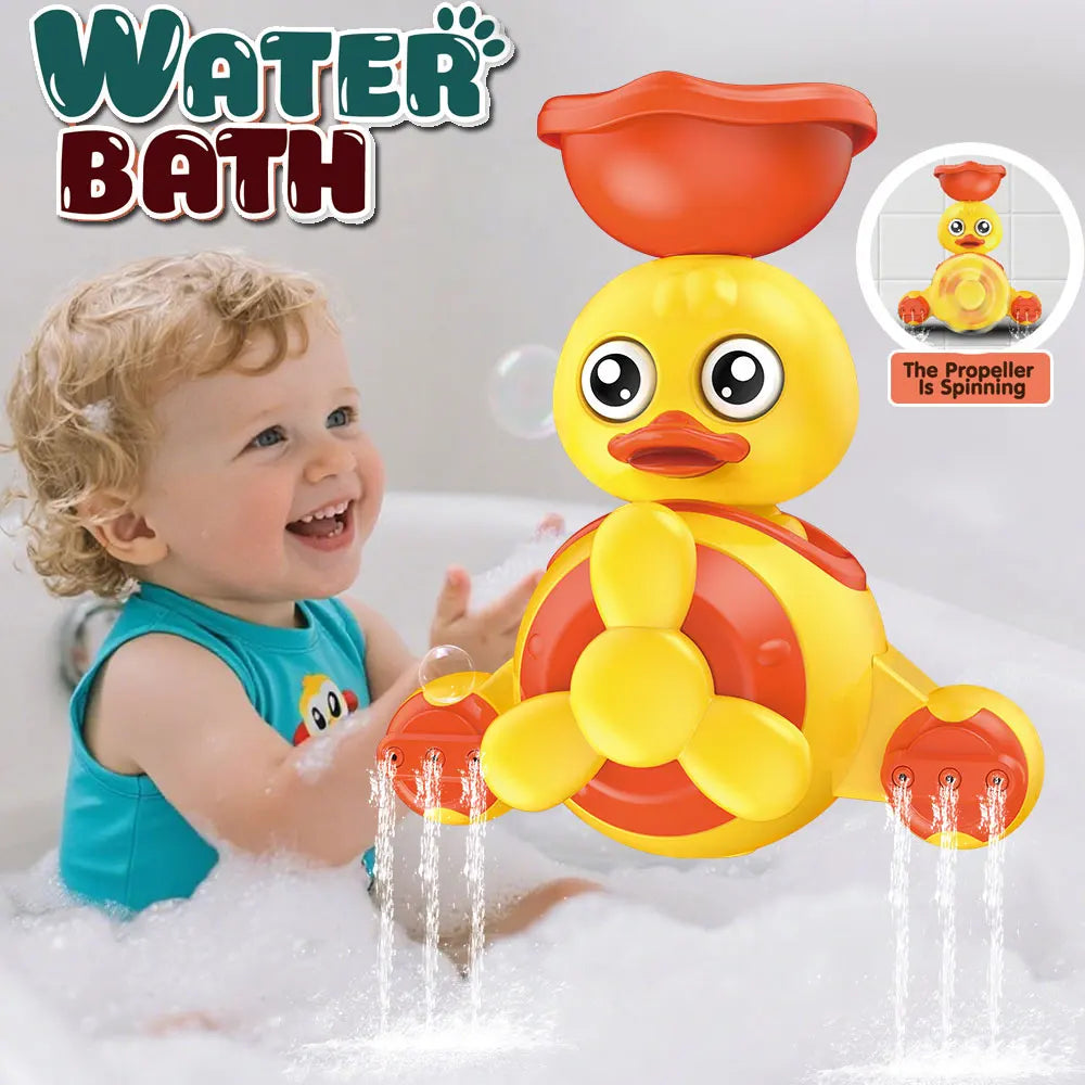 Baby Bath Toys with Suction Cups,Airplane Duck Design,Rotating Water Wheel,Bathtub Play Toys For Kids Age 1-3
