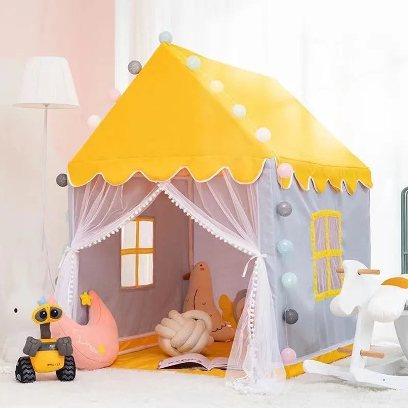 Large  Children Toy Tent 1.35M Wigwam Folding Kids Tents Tipi Baby Play House Girls Pink Princess Castle Child Room Decor