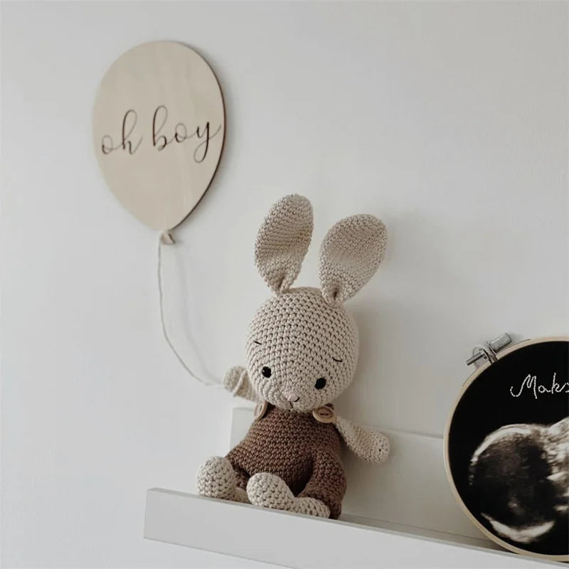 Wooden Balloon Wall Hanging Decor - 15cm Nursery Ornament.