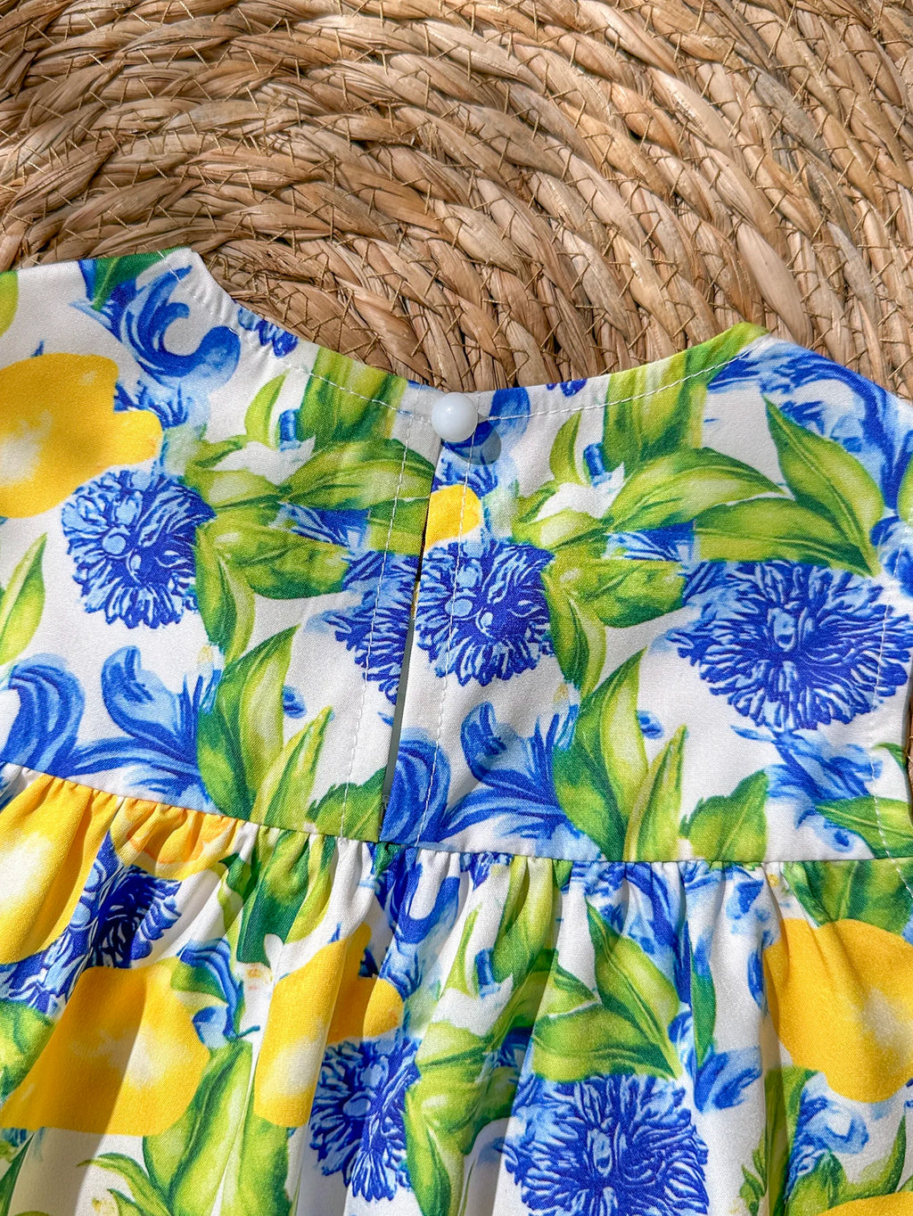 Baby Girl Lemon Floral 2‑Piece Outfit Sleeveless Print Top & Yellow Shorts Set