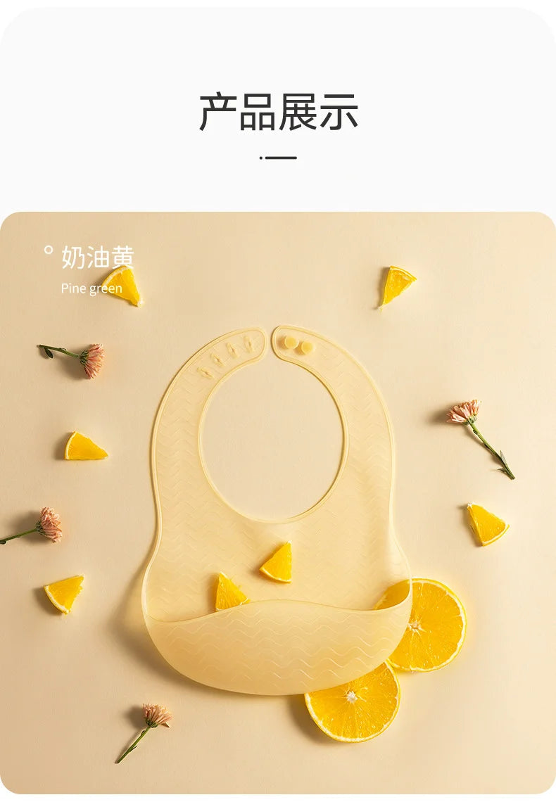 1 Pc Baby Silicone Jelly Bib Lightweight Widen Shoulder With PP Box Water Proof Adjustable Length Design Baby Tableware Bib