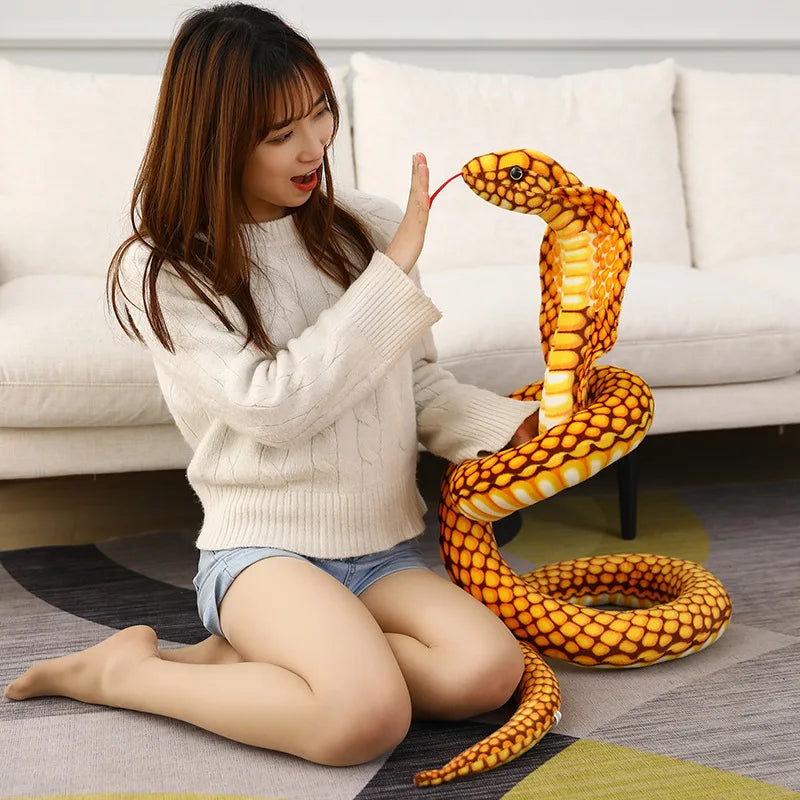 1pc 80/170/240cm Simulated Colorful Cobra Plush Toy Stuffed Animals Snakes Plushies Doll Funny Spoof Joke Soft Toys Home Decor