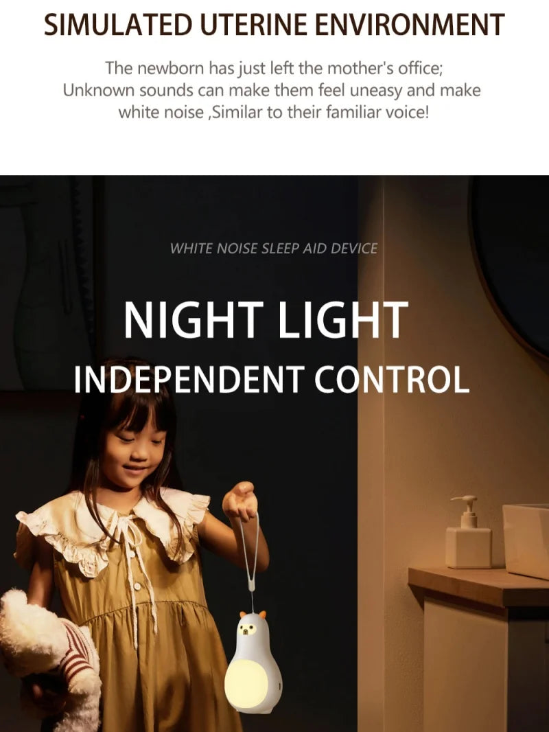 White Noise Machine M9 Portable Sleep Aid with Night Light and 24 Types of Music Cute Appearance Intelligent Sleep Monitor