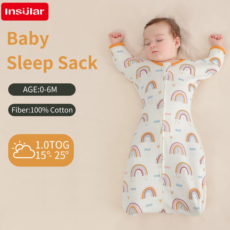 INSULAR Sleeveless Vest Baby Sleeping Bag, Summer Thin Cotton Fabric Anti-kick Quilt, Newborn Sleep Sack with Two Way Zipper