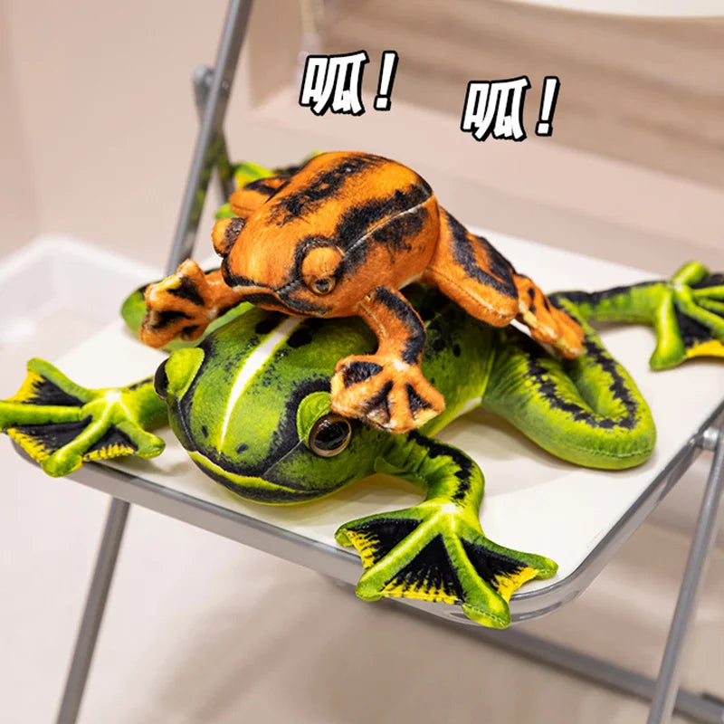 Simulation Cute Green Yellow Frog Plush Toy Super Soft Stuffed Animal Realistic Fun Frog Doll Baby Toys Gift Toy For Kid Girl