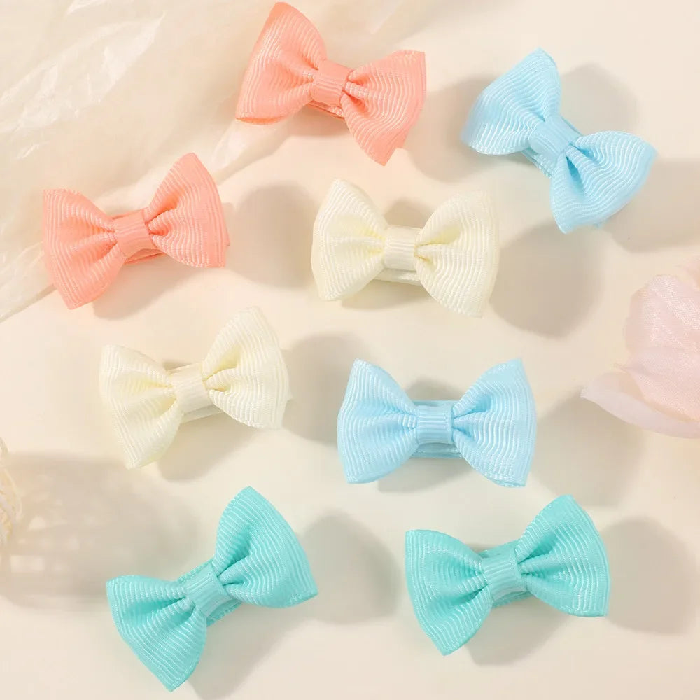 BABY BOWS 20/24/30Pcs Rainbow 1.5'Mini Bowbots Fabric Hair Clips for Girls Colorful Headwear Kid Non Harmful To Hair Accessories