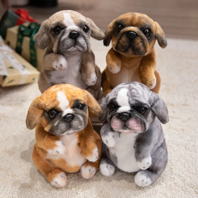Realistic Sitting Poodle Pug Puppy Plush Toy Stuffed Doggy Cute Fluffy Pet for Room Decor Children's Birthday Gift