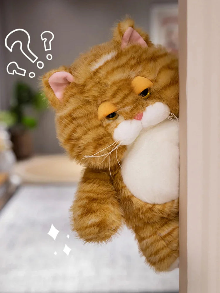 Fat Soft Cat Plush Doll Cute Pattern Weighted Sitting Design Parent-Child Game Toy for Children's Room Decor