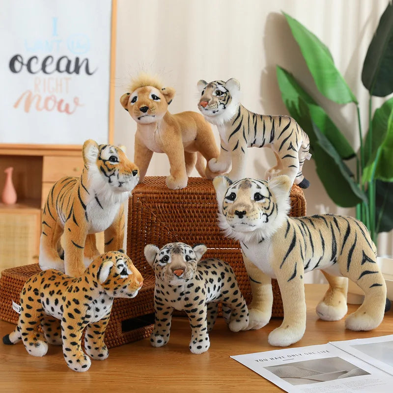 New Simulation Lion Tiger Leopard Plush Toys Home Decor Stuffed Cute Animals Dolls Gift For Children Birthday Christmas