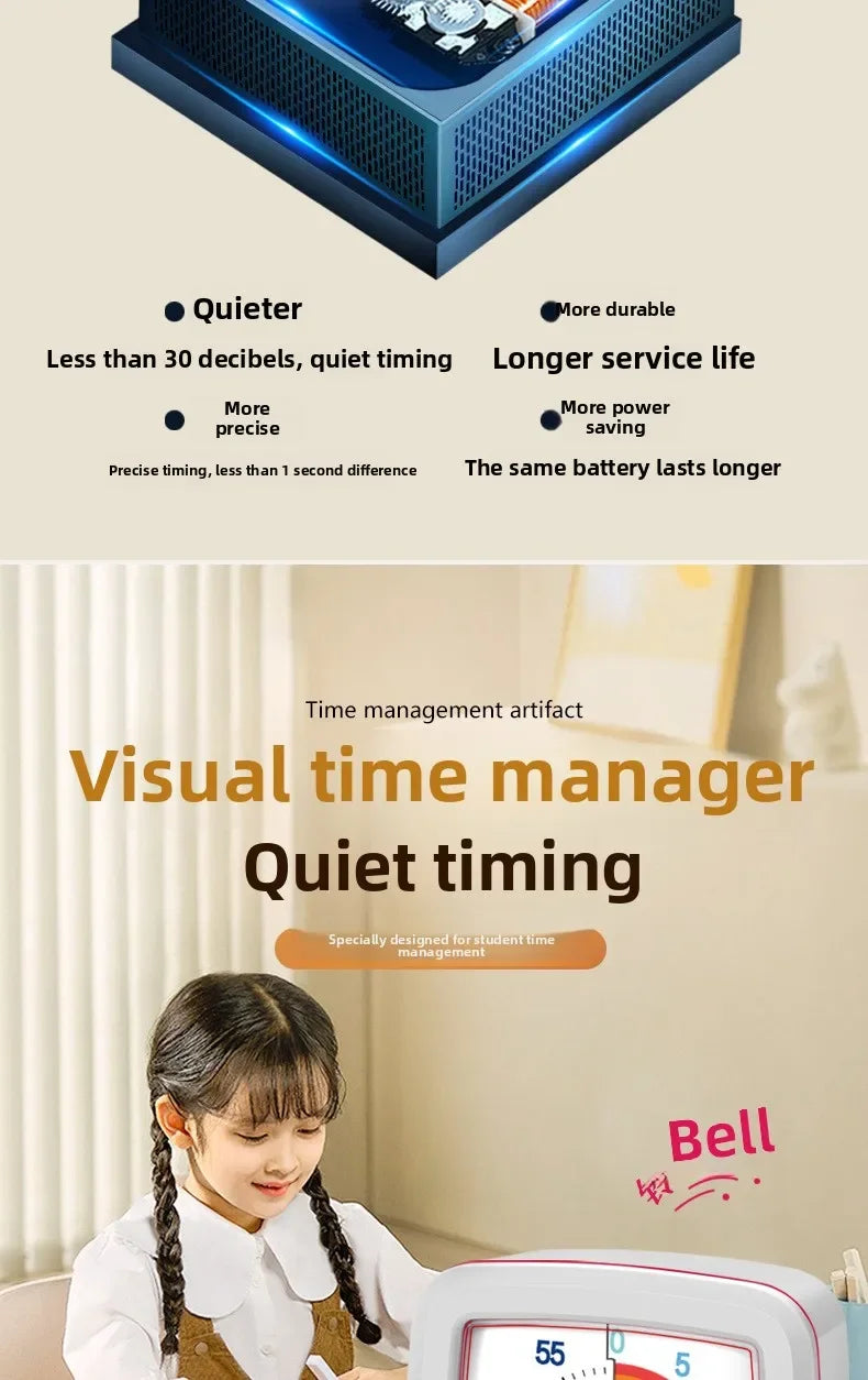 Visual Timer With Night Light School Minuteur 60-Minute Countdown Timer for Kids and Adults Pomodoro Stopwatch Clock