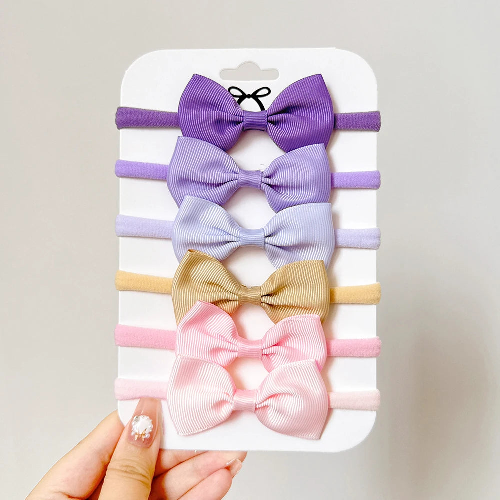 6Pcs Set Classic Ribbon Hair Bows For Baby And Toddler With Elastic Headbands Non Slip Fit