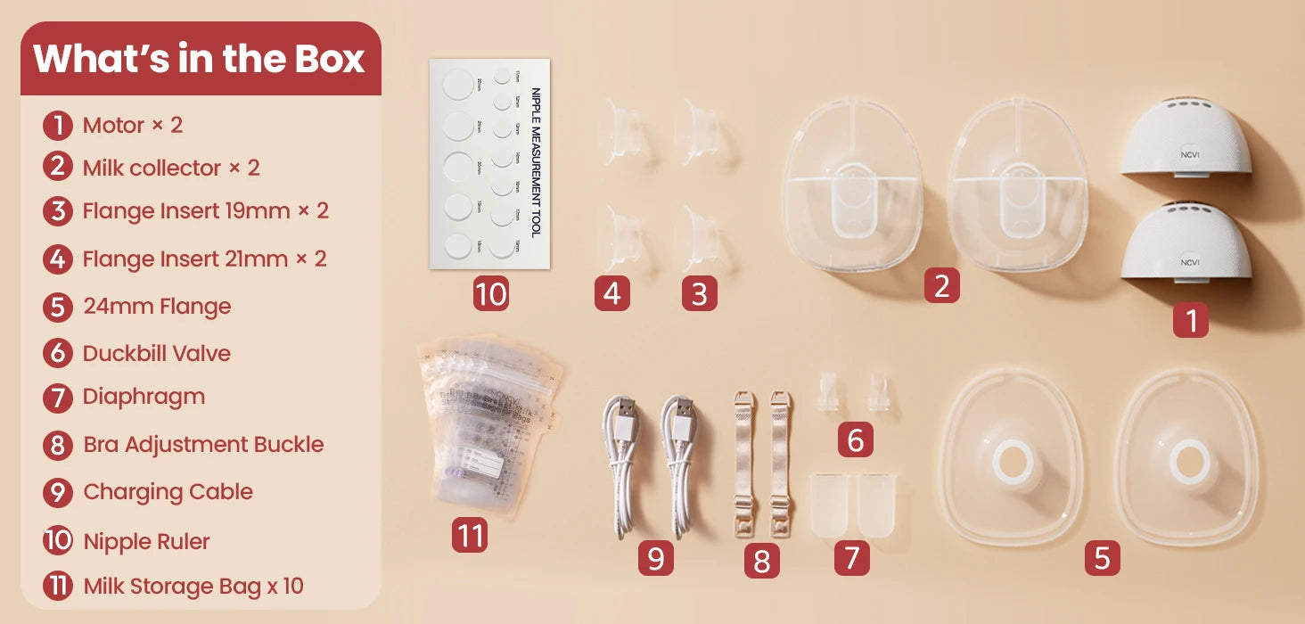 NCVI Electric Breast Pump, Hands-Free Breastfeeding Pump with 4 Modes & 9 Levels, Low Noise, 19/21/24mm Flanges