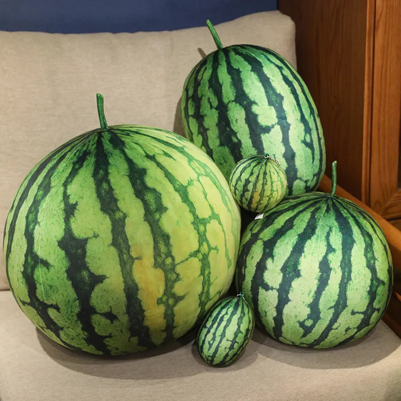 Kawaii Watermelon Plush Doll Pillow Lifelike Oval Shape Soft Toy for Home Decor Fun Hug Gift for Boys & Girls