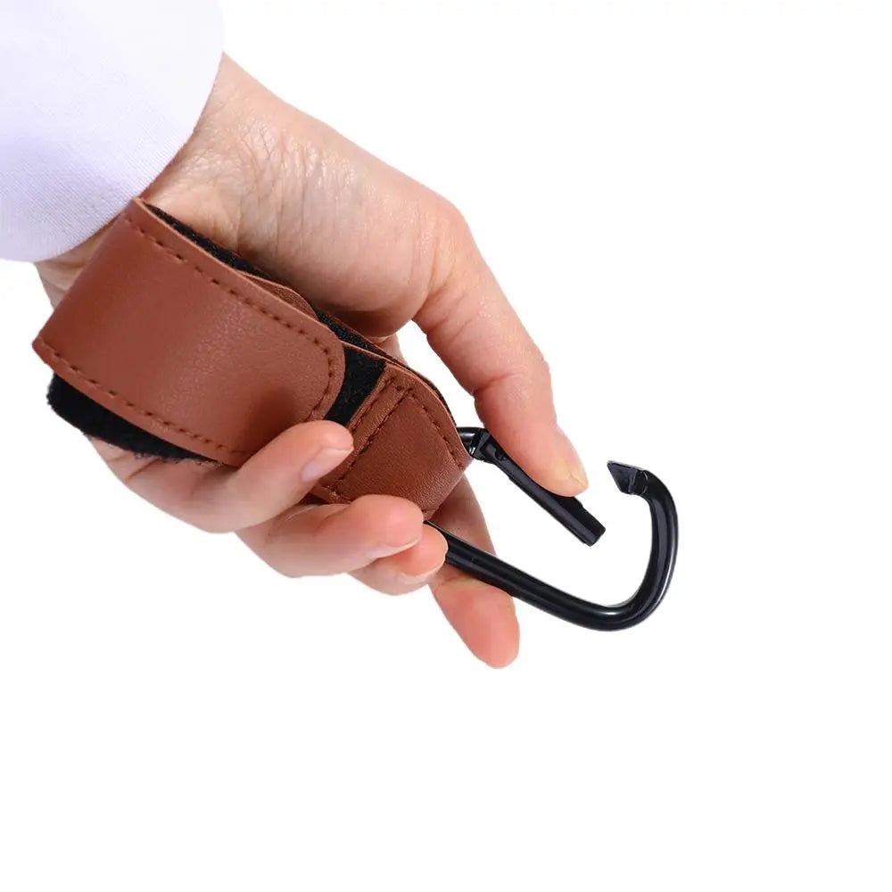 Portable Aluminum Alloy Carabiner Hanging Bags PU Leather Stroller Hooks Clips Cart Organizer Pram Hook Baby Bag Stroller Hook