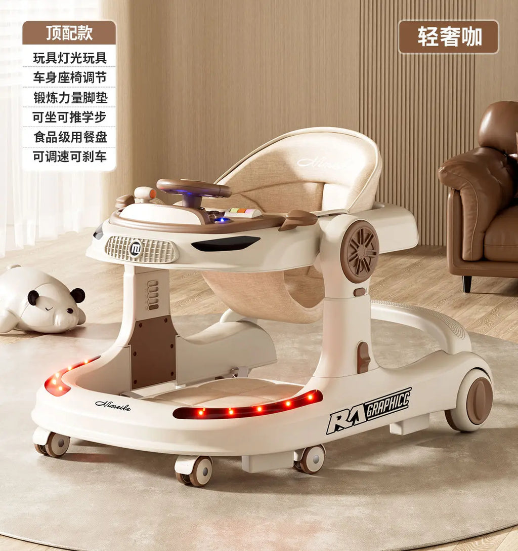 Baby Walker 4 in 1 Adjustable Height Anti Rollover Push Toy Foldable Activity Center for Infant Toddler 6 to 18 Months
