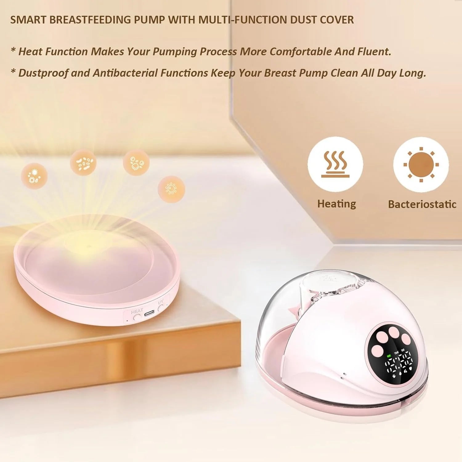 Upgrade Electric Breast Pump Handsfree With UV Sterilize & Heating Base BPAFree Silent Invisible Portable Double Breastmilk Pump