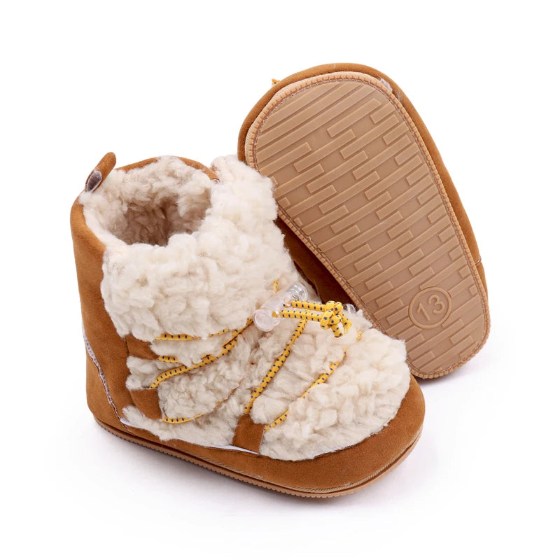 Winter Cute Baby Girls Boys Snow Booties Fashion Design High Quality Non-slip Casual Shoes Coral Velvet Prewalker Shoes BMB3119
