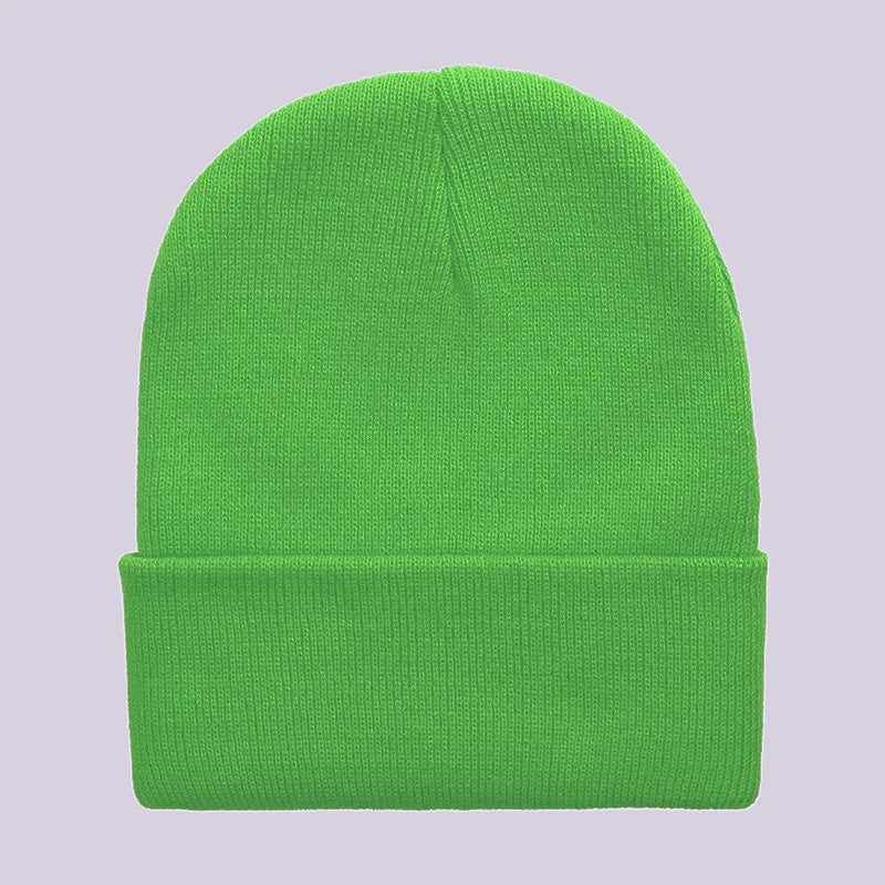 Knitted Hat For Men And Women Warm Beanie Model M01 Solid Color Rolled Edge