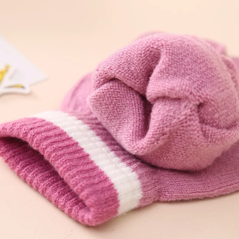 Cross-Border In-Stock Children's Cartoon Unicorn Knitted Hat and Gloves Two-Piece Set Winter Girls' Warm Knitted Hat Set