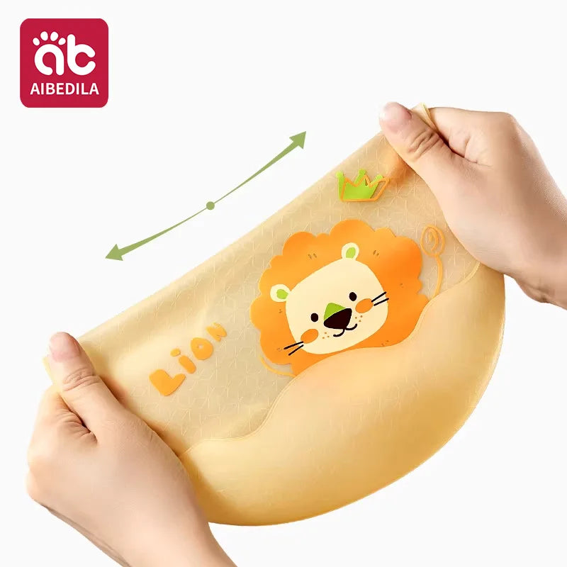 AIBEDILA  Silicone Baby Bib Waterproof Adjustable Food-Grade Feeding Apron Cartoon Pattern Burp Cloth for Toddlers Boys Girls