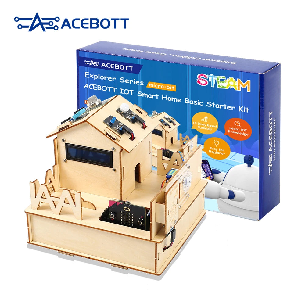 ACEBOTT Learning Kit Microbit Smart Home Automation Projects Wooden House MakeCode