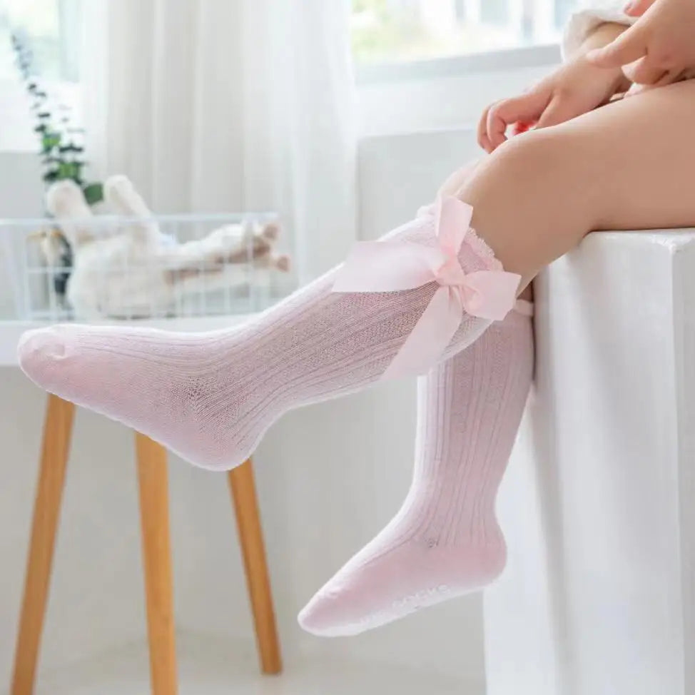 Red Bow Tie Knee High Tube Socks Girls