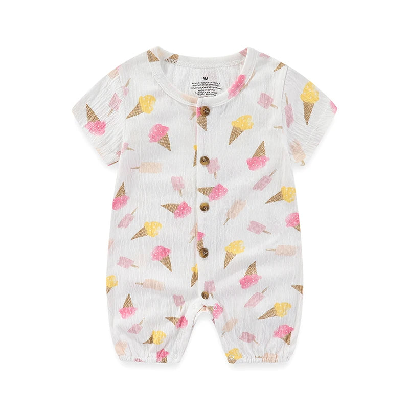 Kiddiezoom Unisex Baby Romper Four Seasons Short Sleeve 1 Pack 100 Percent Cotton