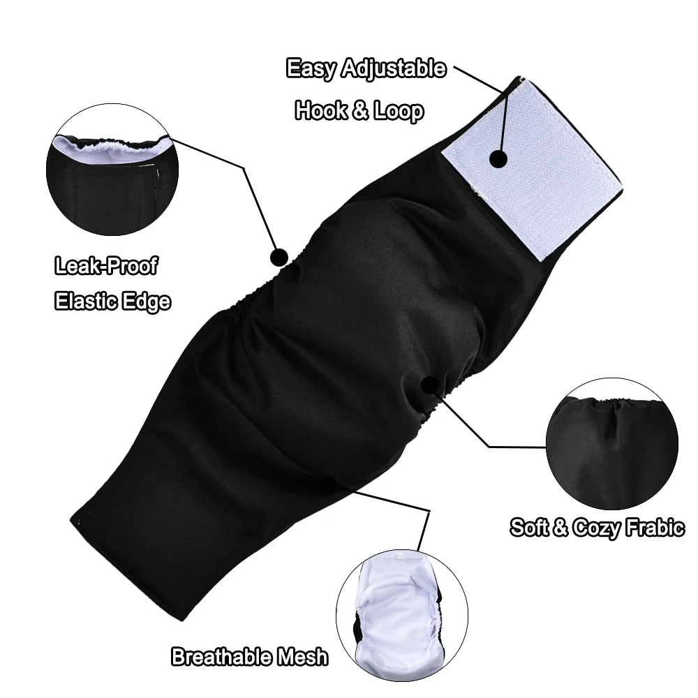 3pcs Dog Diapers Male Reusable Physiological Pants for Small Medium Dogs Anti-Side Breathable Puppy Cloth Nappies Pet Shorts