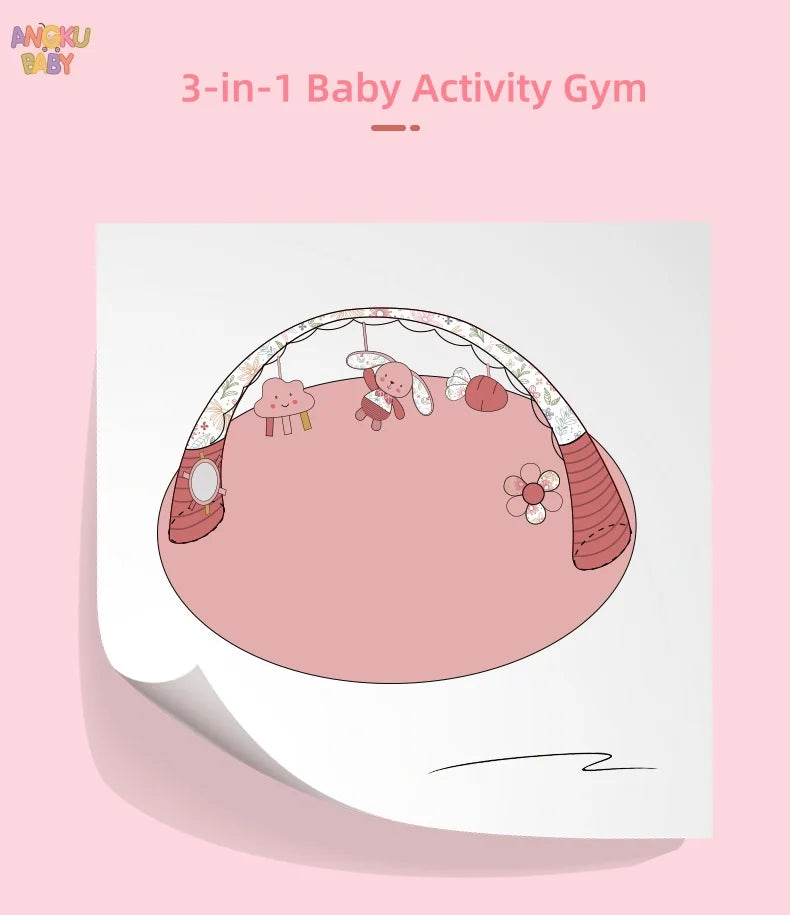 3 in 1 Baby Activity Gym Thickened Educational Fitness Frame for Children Foldable Infant Tummy Time Play Mat Stable Baby Toys