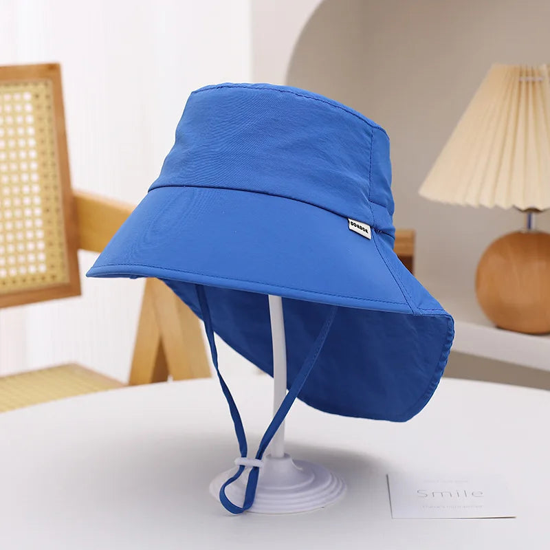 Children's Fisherman Hat Quick-Dry With Adjustable Drawstring 48-54cm Extra Large Brim Sun Hat