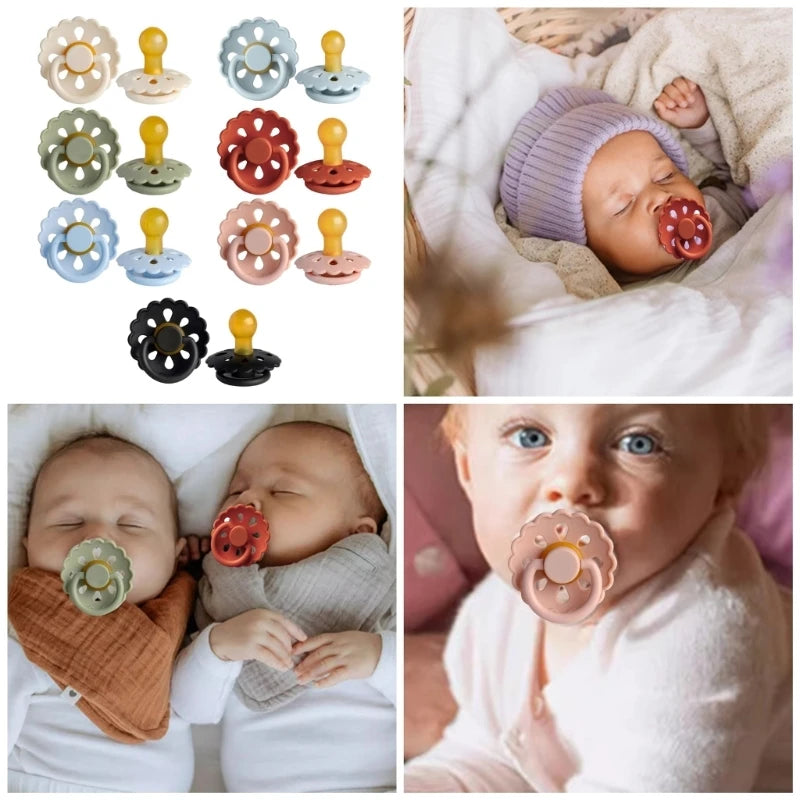 Soothing Pacifier for Newborns Flower Shaped Nipple for 0 to 6M Baby Boys Girls