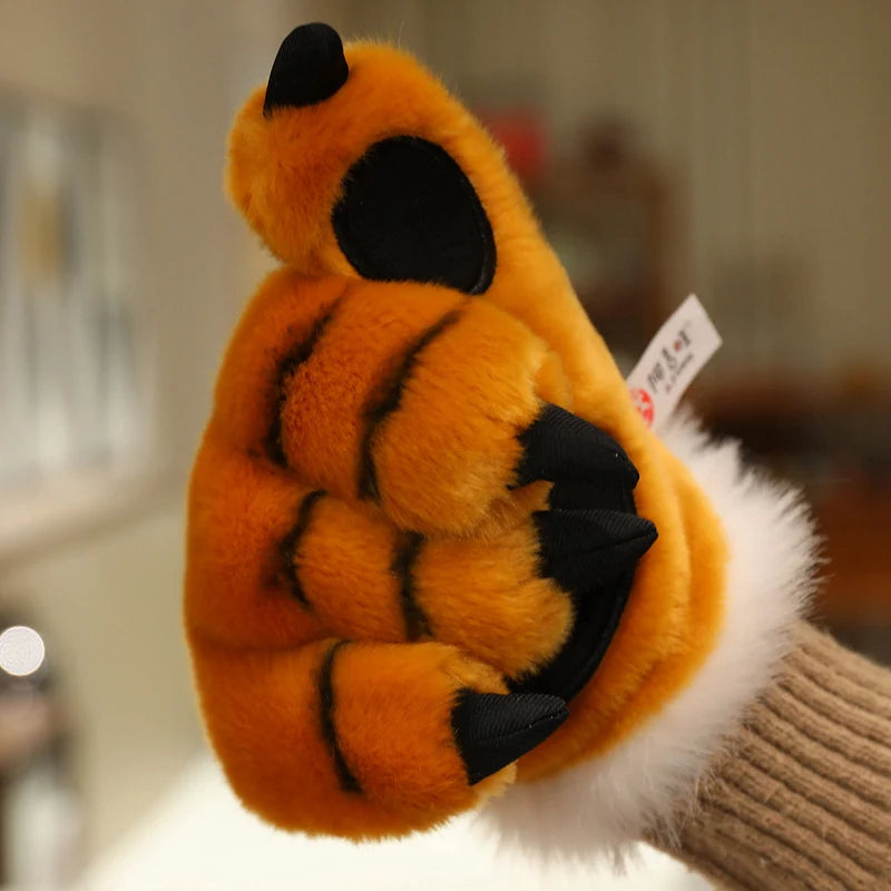 25cm Animal Claws Gloves Soft Stuffed Plush Toys Dog Bear Tiger Paws Plush Gloves Cosplay Costume Photograpy Props Charm Gifts